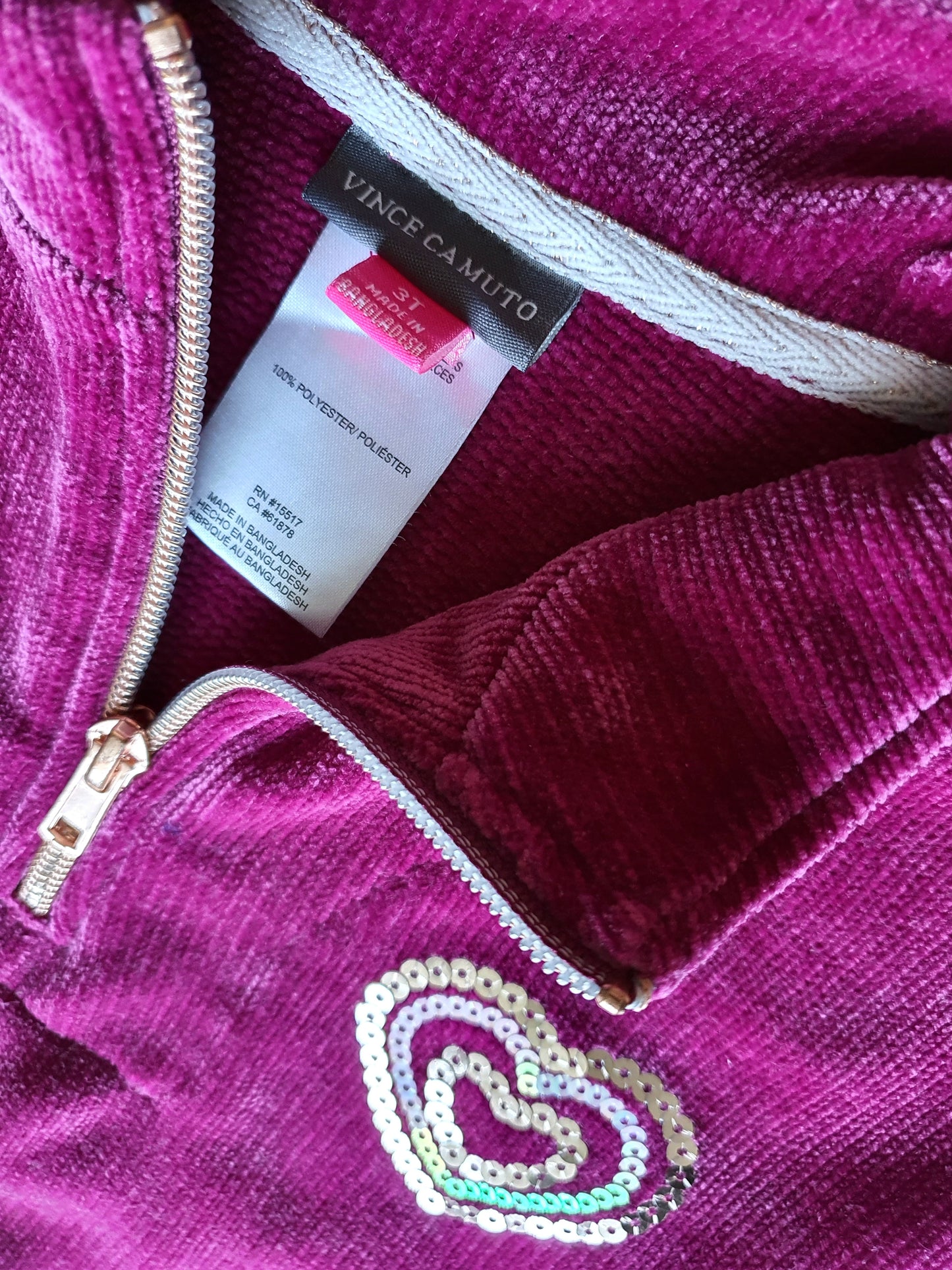 Vince Camuto Velvet Heart Pullover – 3 Years