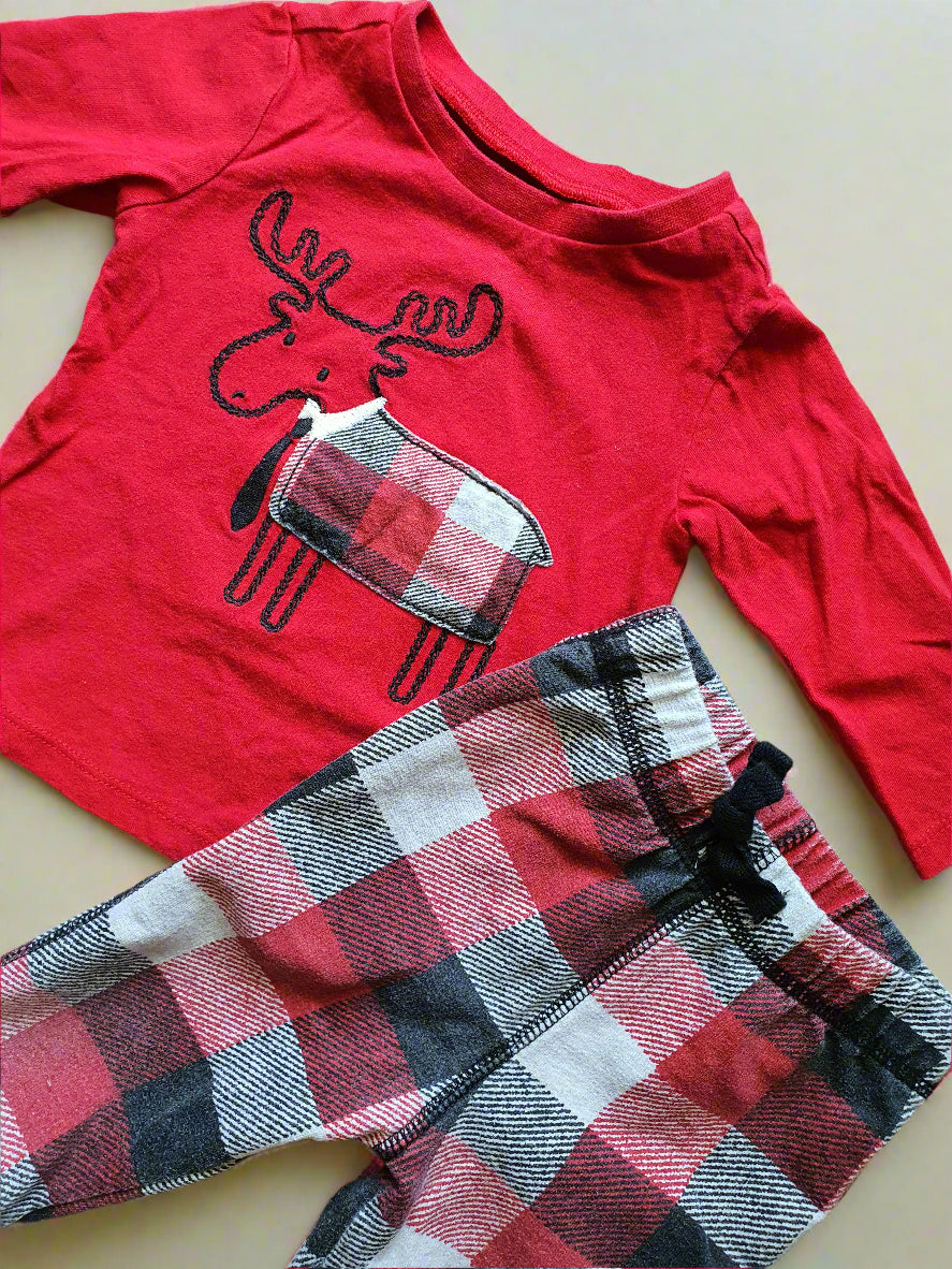 First Impressions Cozy Moose Plaid Outfit – 3 to 6 MONTHS