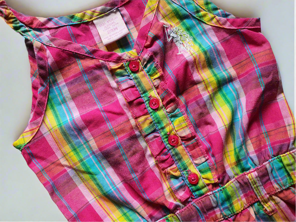 US Polo Colorful Plaid Romper – 2 Years