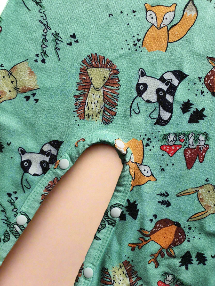 Mint Woodland Animal Romper – 6-12 Months