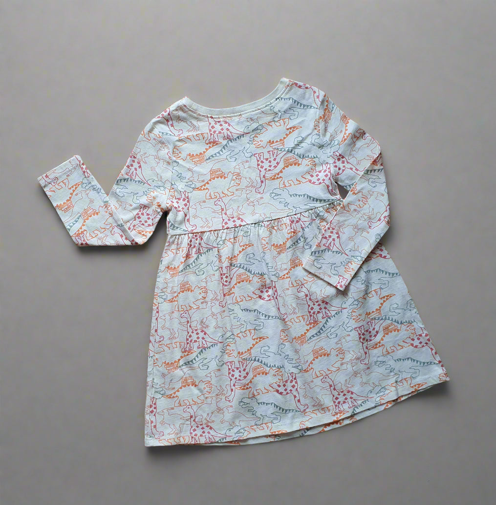 Old Navy Dinosaur Print Long Sleeve Dress – 2Years