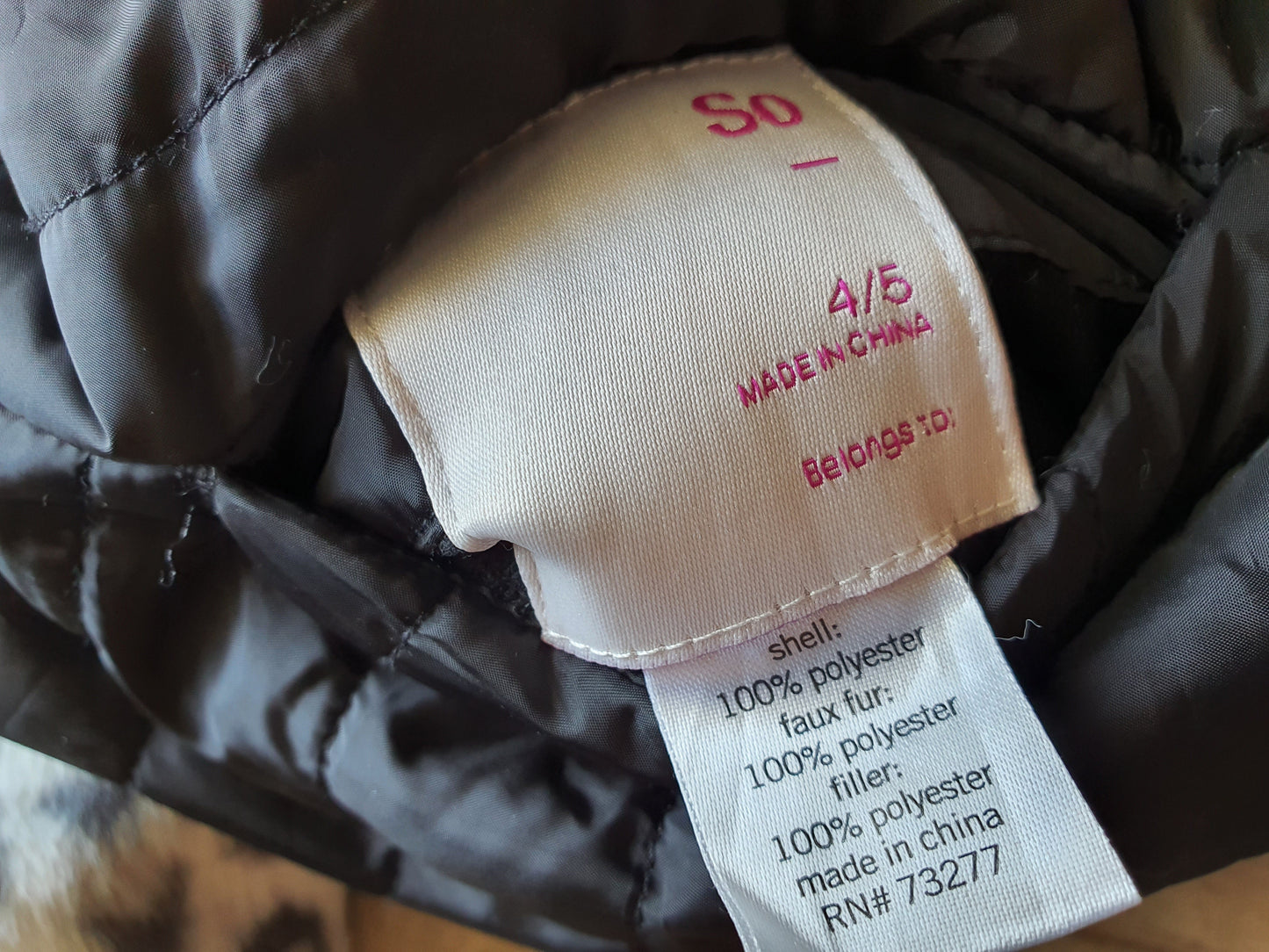 Reversible Black Puffer Jacket with Leopard Print – Size 4/5 Years