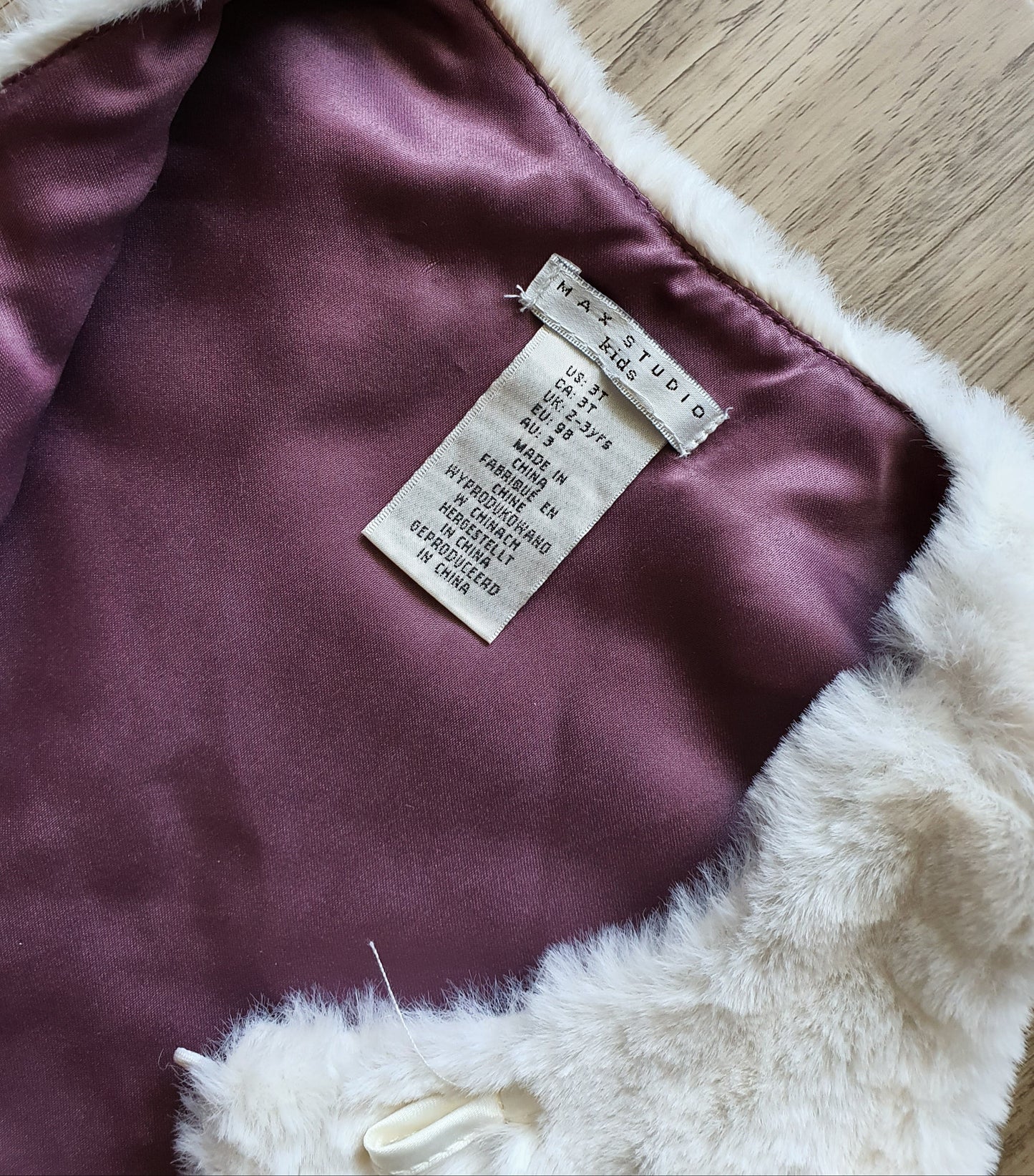 Max Studio Girls Faux Fur Vest – Ivory White with Satin Lining 3T (Toddler)