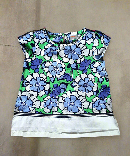 Gymboree Toddler Floral Top – Size 4 - Blue & Green Blooms