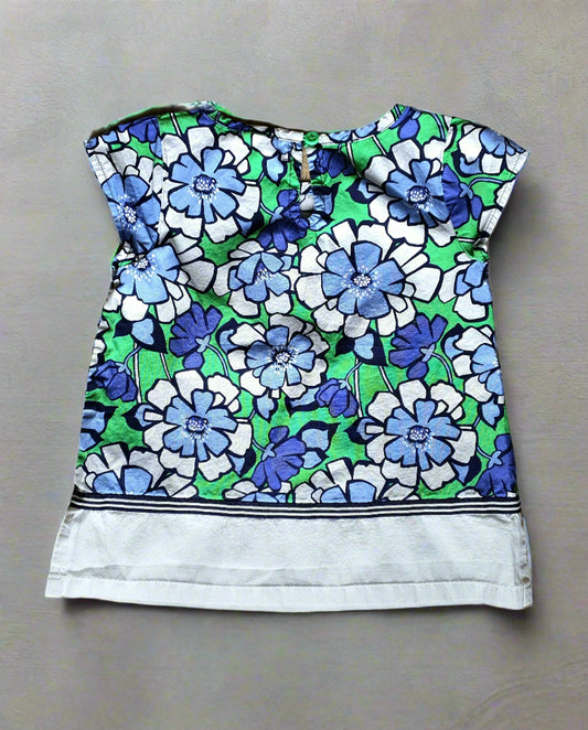 Gymboree Toddler Floral Top – Size 4 - Blue & Green Blooms