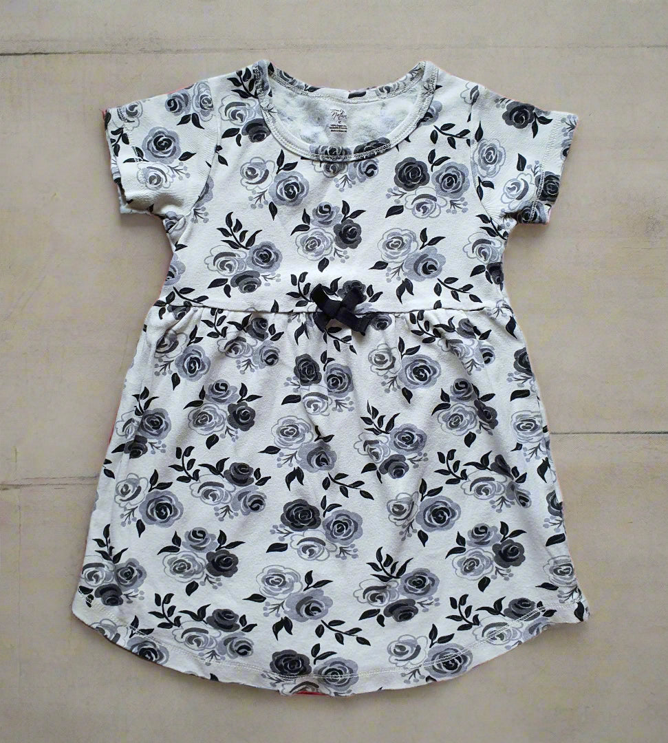 Touched by Nature Organic Cotton Toddler Dress – 4 Years - Black & White Floral