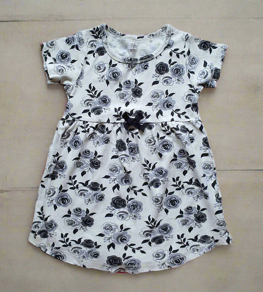 Touched by Nature Organic Cotton Toddler Dress – 4 Years - Black & White Floral