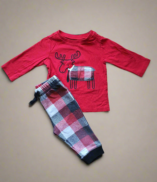 First Impressions Cozy Moose Plaid Outfit – 3 to 6 MONTHS