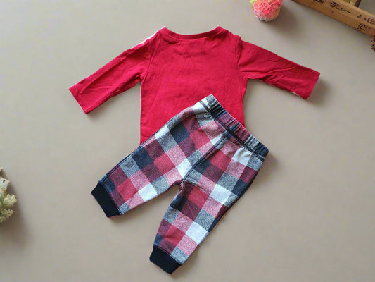 First Impressions Cozy Moose Plaid Outfit – 3 to 6 MONTHS