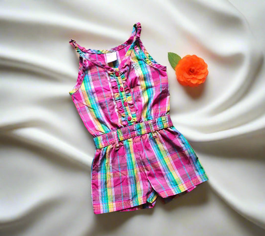US Polo Colorful Plaid Romper – 2 Years