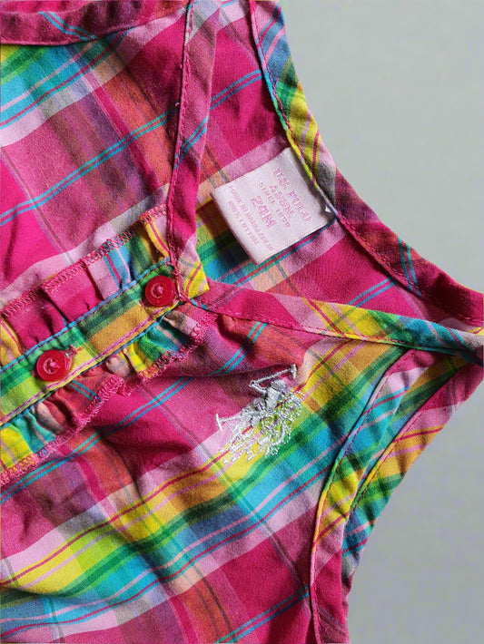 US Polo Colorful Plaid Romper – 2 Years
