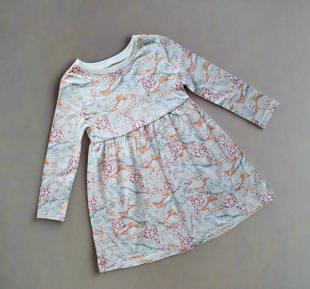 Old Navy Dinosaur Print Long Sleeve Dress – 2Years