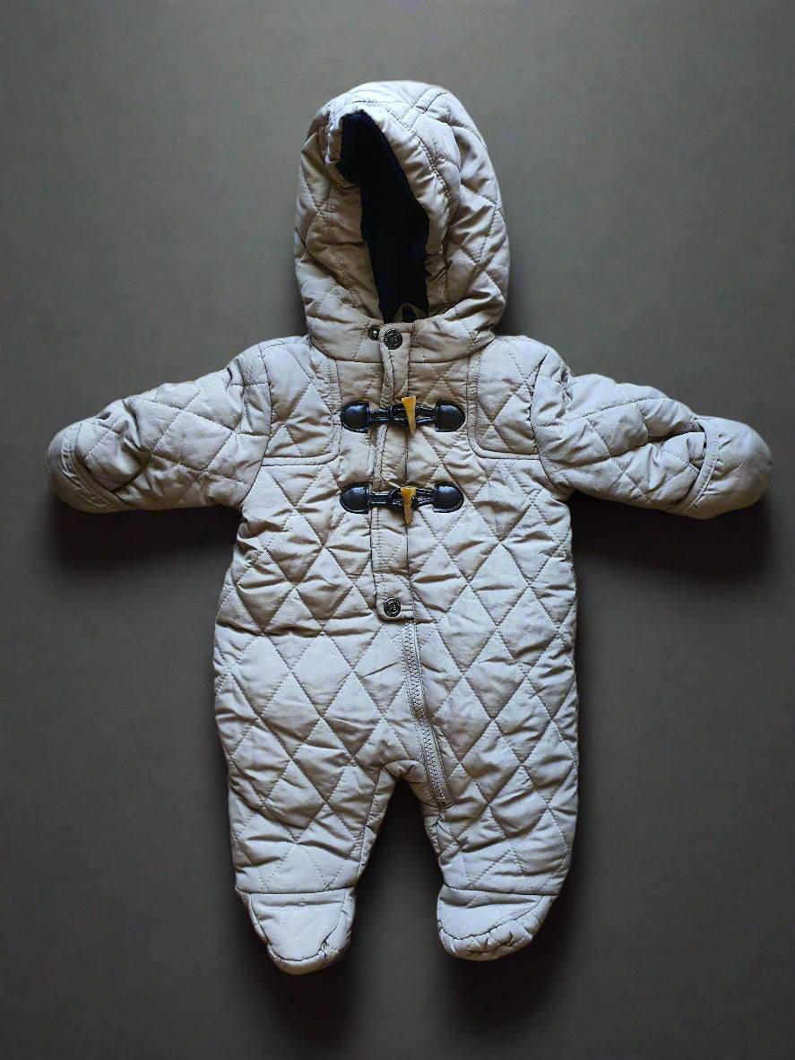 Perry Ellis Baby Boys Beige Quilted Snowsuit - (0-3Months)