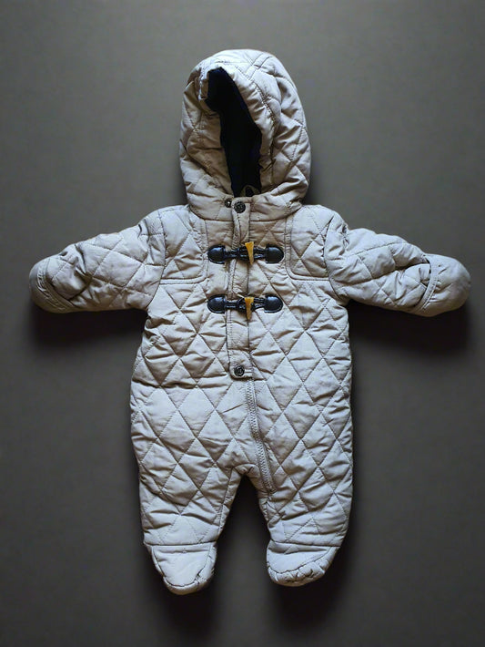 Perry Ellis Baby Boys Beige Quilted Snowsuit - (0-3Months)