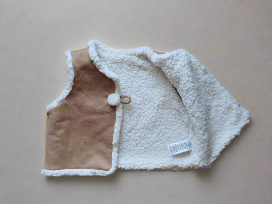 Faux Shearling Vest – Brown Suede Look with Fleece Lining 5T Toddler