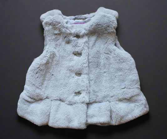Gymboree Girls Faux Fur Vest – White Winter Layer 18–24M