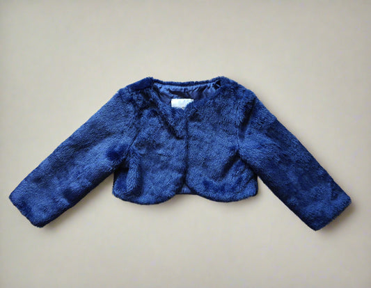 Rare Editions Navy Faux Fur Shrug (3T & 4T)