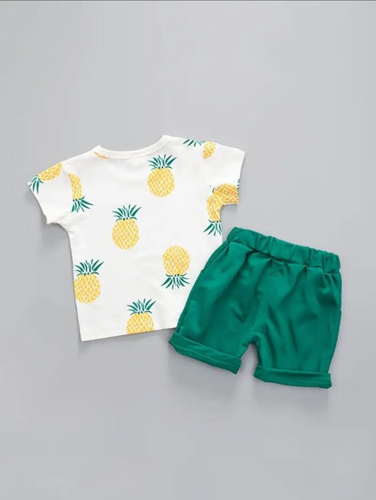 Pineapple Print Baby Outfit Set – 2 YEARS -  Summer Tee & Shorts
