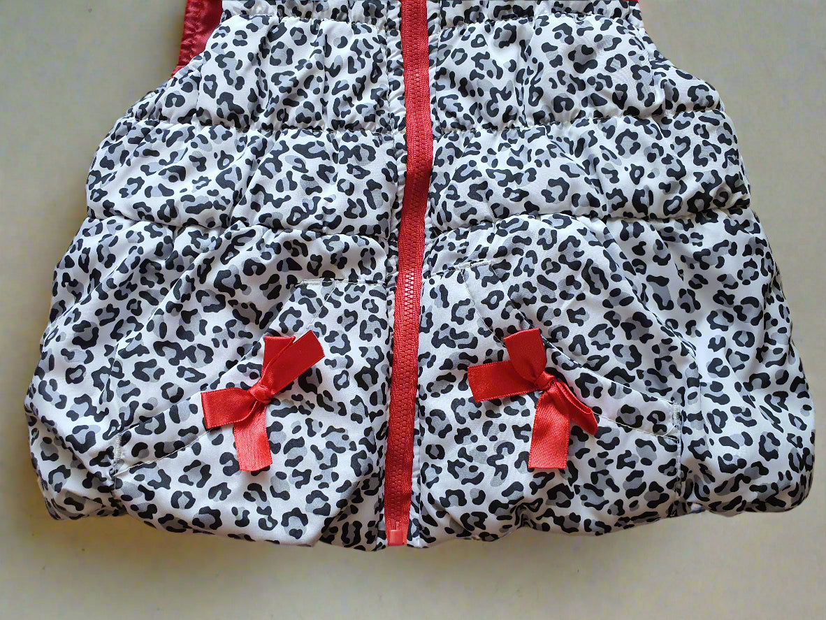 Kids Headquarters Leopard Print Hooded Vest with Red Bow Accents - 3T(Toddler)
