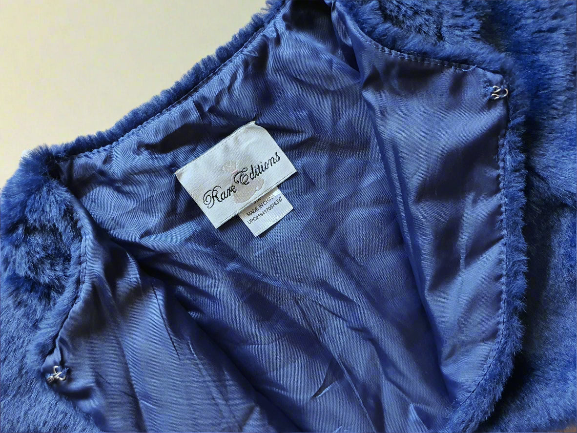 Rare Editions Navy Faux Fur Shrug (3T & 4T)